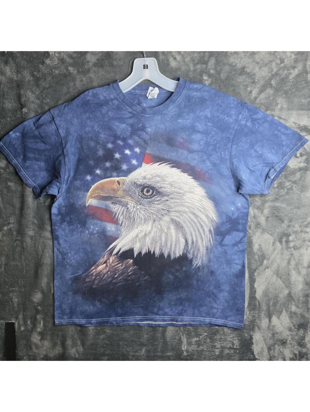 Delta Pro Weight Blue T-Shirt Bald Eagle American Flag 2014 Sz L